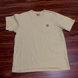 Carhartt Light Yellow Beige Large Loose Fit WIP Pocket T shirt